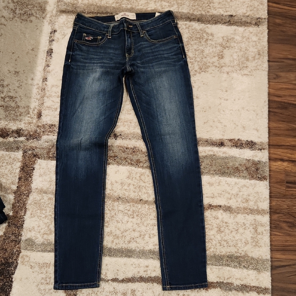 Hollister Women's Deep Blue Skinny Jeans